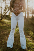 White High Waisted Bell Bottoms