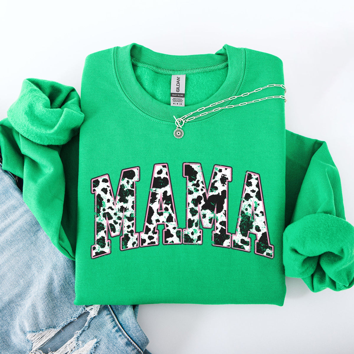 Mama Cow Print Western Vintage Country Farm Cowboy Cowgirl Rustic Cozy Graphic Sweatshirt